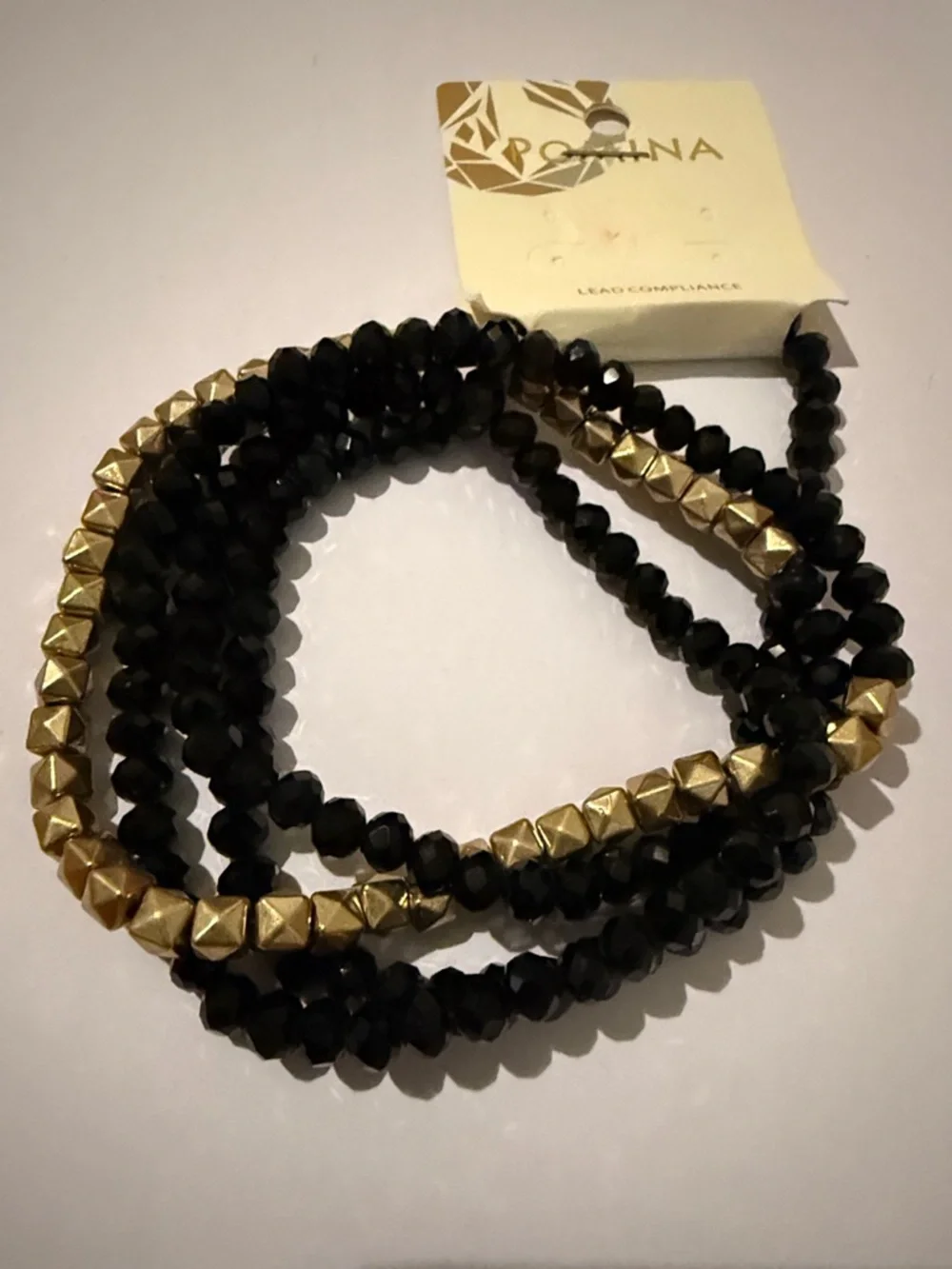 Pomina Black/Gold and Silver Beaded Necklace Set of 2